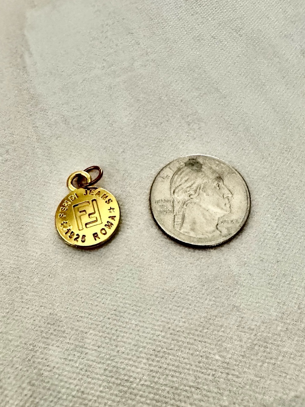 Fendi Jeans Gold Round Logo Pendant Charm, Logos, Petite, Small - Picture 5 of 5